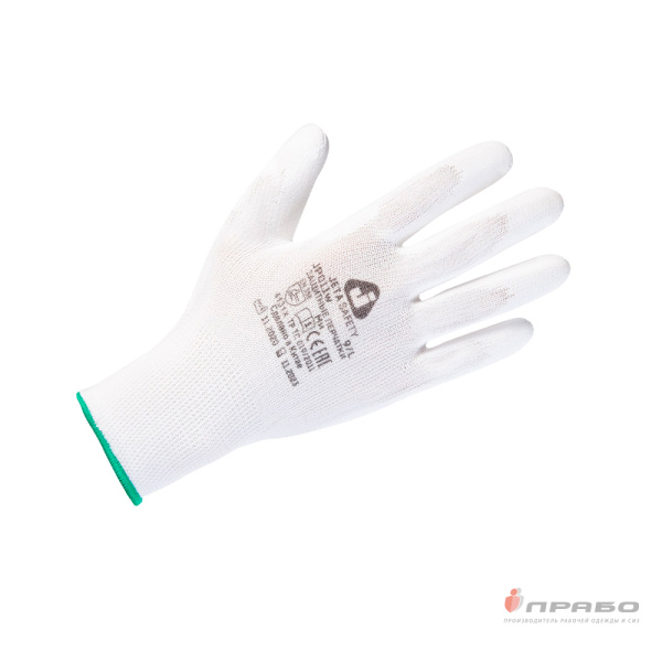 Перчатки полиэфирные с 1/2 полиуретановым покрытием Jeta Safety JP011W белые