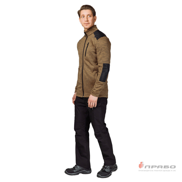 Куртка "Валма" трикотажная горчичный меланж/чёрный