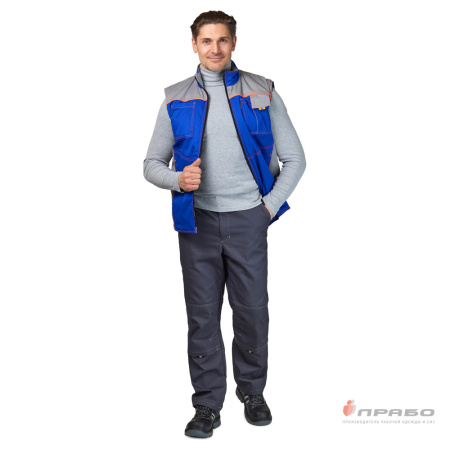 Жилет универсальный утеплённый "Бренд" василёк/серый