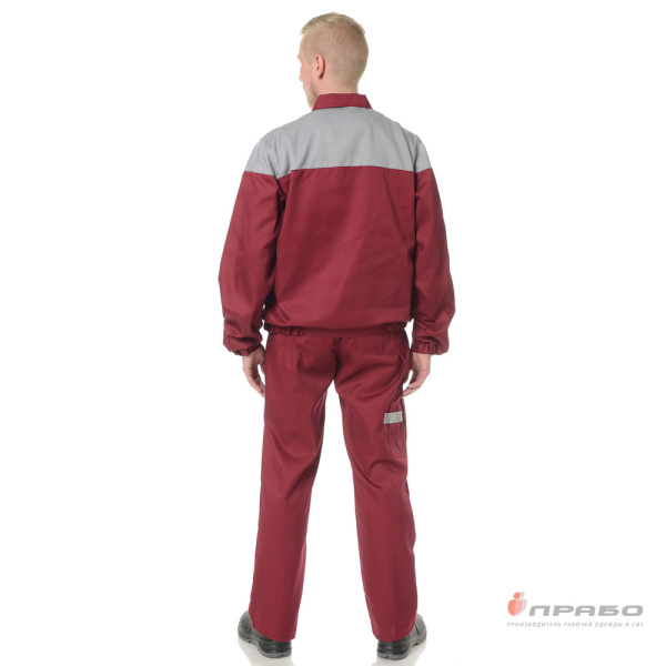 Костюм мужской летний "Гудзон" бордово-серый (куртка и полукомбинезон)