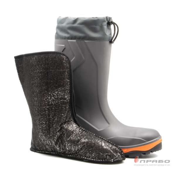 Сапоги "Патриот" с подошвой ПУ/нитрил, КП и КС тёмно-серый/светло-серый