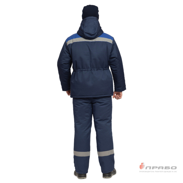 Костюм мужской утеплённый "Буря Лайт СОП" тёмно-синий (куртка и полукомбинезон)