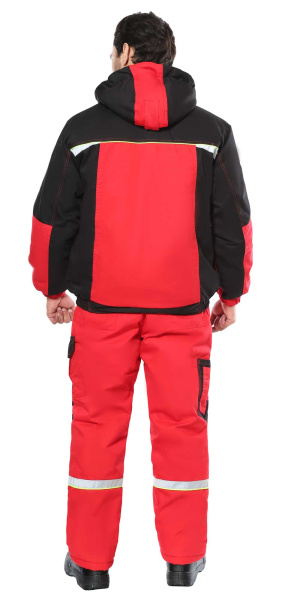 Костюм СИРИУС-СТАН куртка, п/к, красный с черным и лимонной отделкой