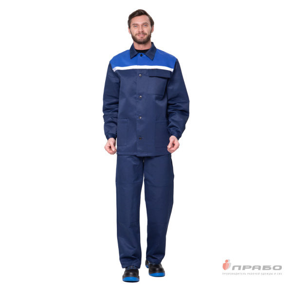 Костюм мужской "Стандарт Плюс СОП" тёмно-синий/василёк (куртка и брюки)