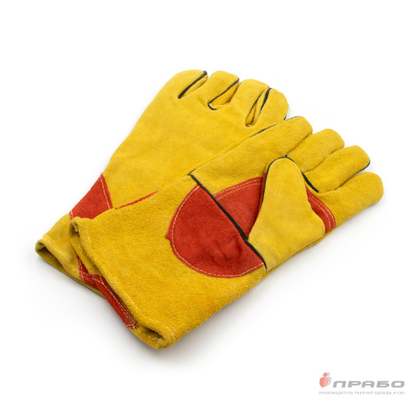 Краги спилковые пятипалые усиленные с подкладкой жёлтые