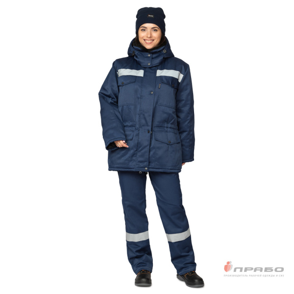 Куртка женская на утепляющей подкладке для защиты от пониженных температур тёмно-синяя