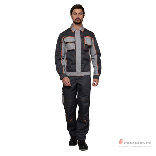 Костюм мужской "Бренд 1" тёмно-серый/светло-серый универсальный (куртка и брюки)