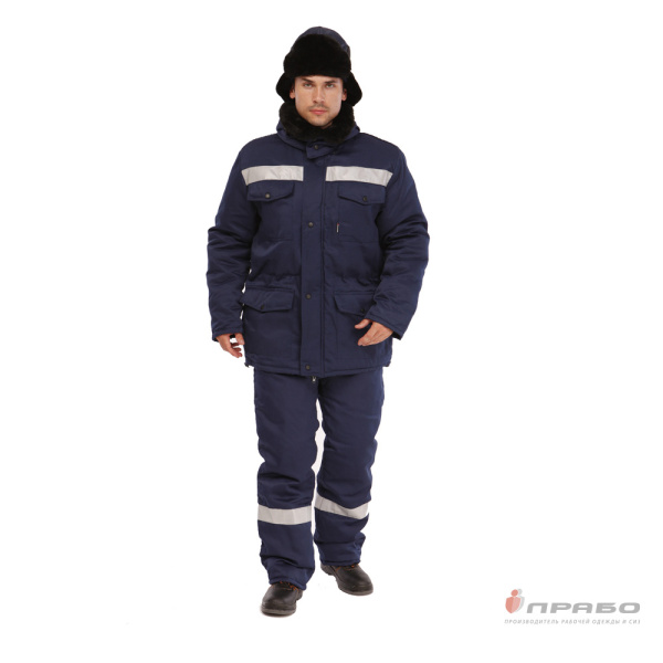 Костюм мужской утеплённый "Мастерок 2 Ультра" тёмно-синий с ветрозащитной маской