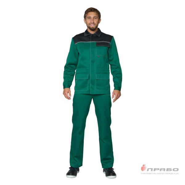 Костюм мужской "Ударник" тёмно-зелёный/чёрный