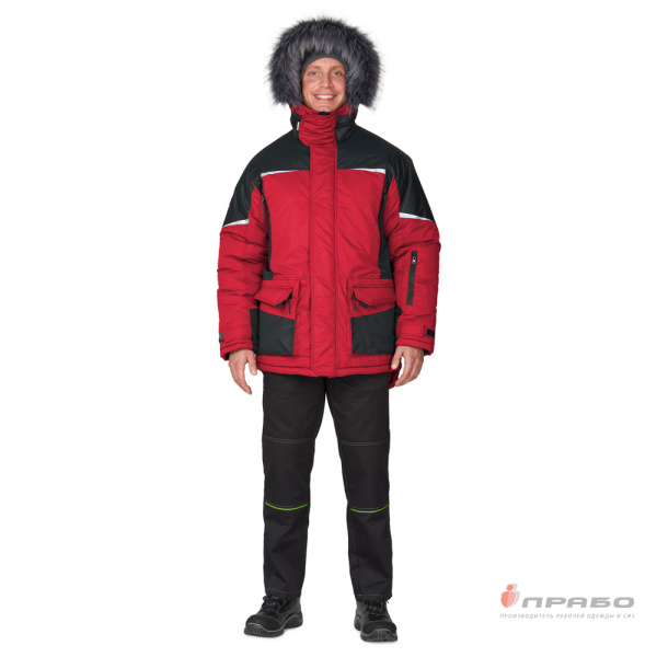 Куртка мужская утеплённая "Сюрвейер" красный/чёрный