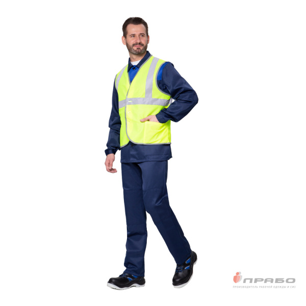 Жилет сигнальный "Спектр Лайт 2П" лимонный на пуговицах с карманами