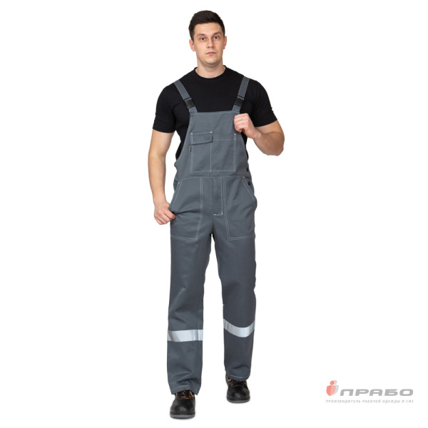 Костюм мужской "Пантеон 2 СОП" тёмно-серый/красный (куртка и полукомбинезон)