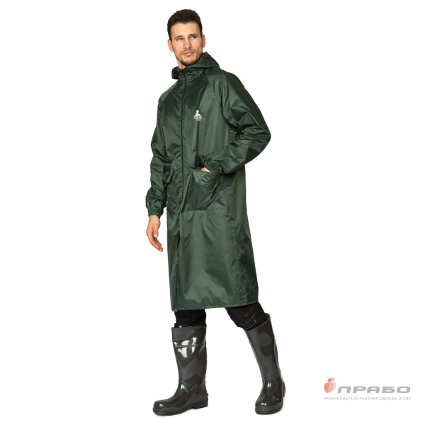 Плащ влагозащитный "Тайфун" нейлоновый с ПВХ-покрытием зелёный