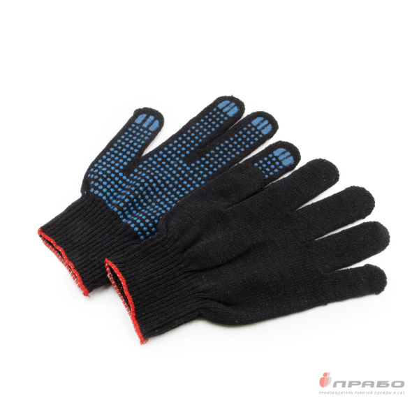 Перчатки х/б с ПВХ-покрытием "Точка" (10 класс) Эконом чёрные