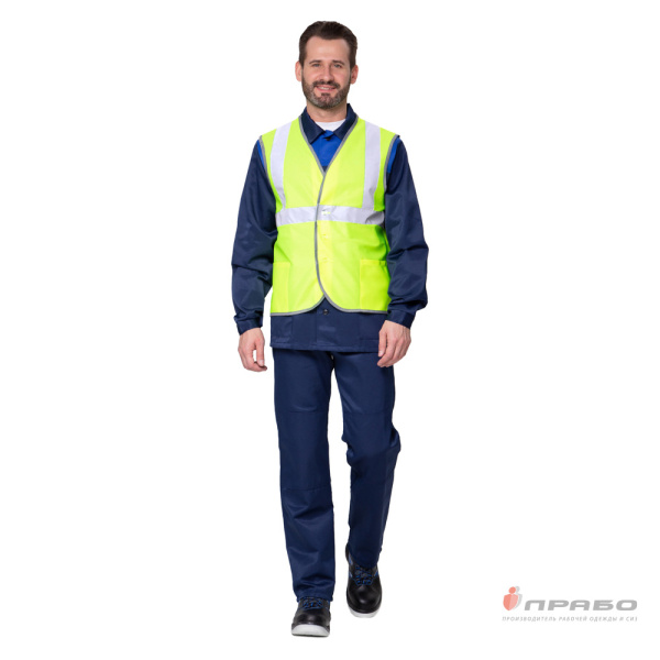 Жилет сигнальный "Спектр Лайт 2П" лимонный на пуговицах с карманами