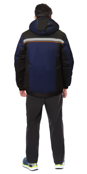 Куртка СИРИУС-ПРАКТИК зимняя кор. темно-синяя с черным и оранжевым кантом и СОП, мех. ворот