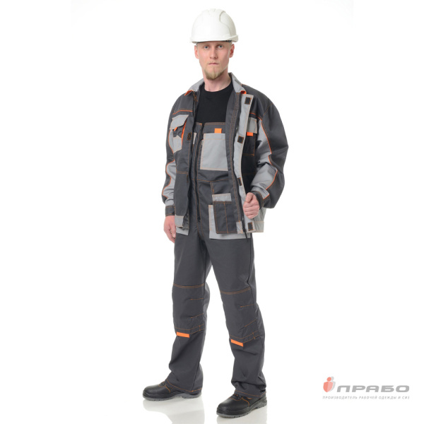 Костюм мужской "Бренд 2" тёмно-серый/светло-серый (куртка и полукомбинезон)