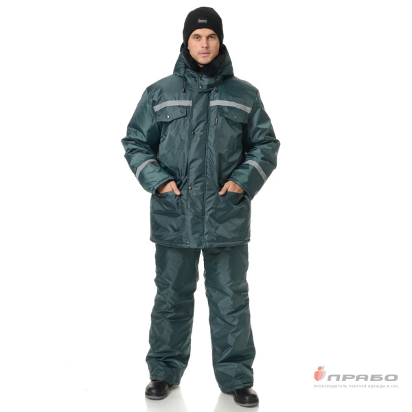 Костюм мужской утеплённый "Мастер" зелёный (куртка и брюки)