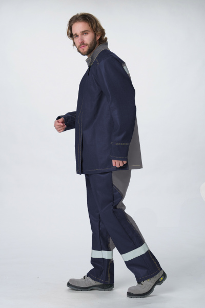 Костюм сварщика с силикон.накладками 3 кл.защ(тк.100% хб,450) РМ, т.синий/серый