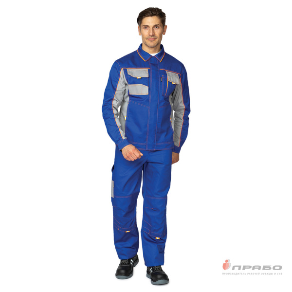 Костюм мужской "Бренд 1 2020" василёк/светло-серый (куртка и брюки)