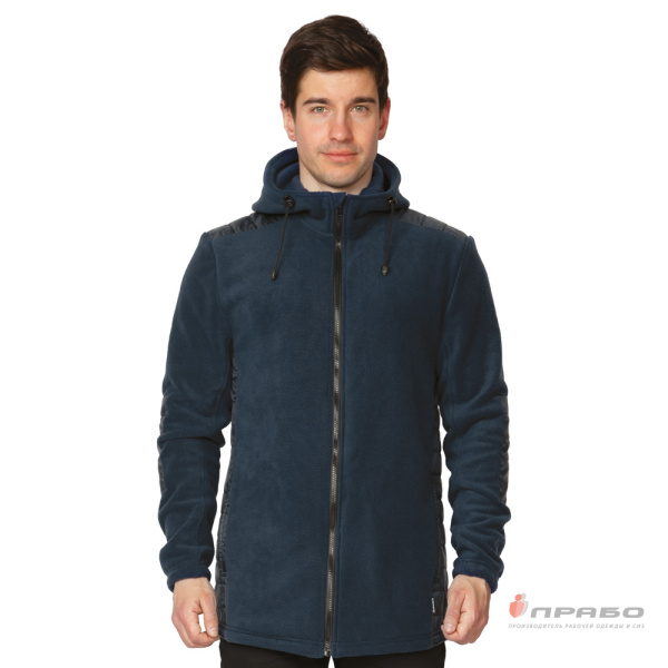 Куртка "Кеми" флисовая с капюшоном тёмно-синяя