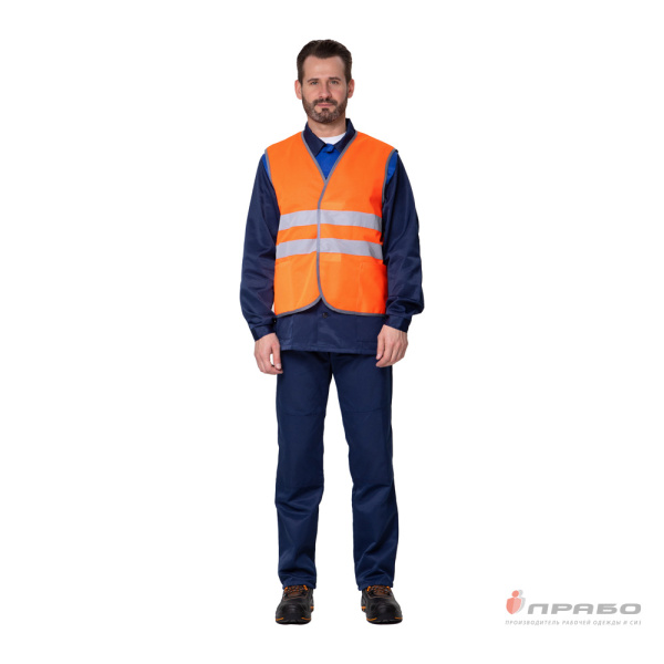 Жилет сигнальный "Спектр Лайт 1" оранжевый с застёжкой на контактной ленте
