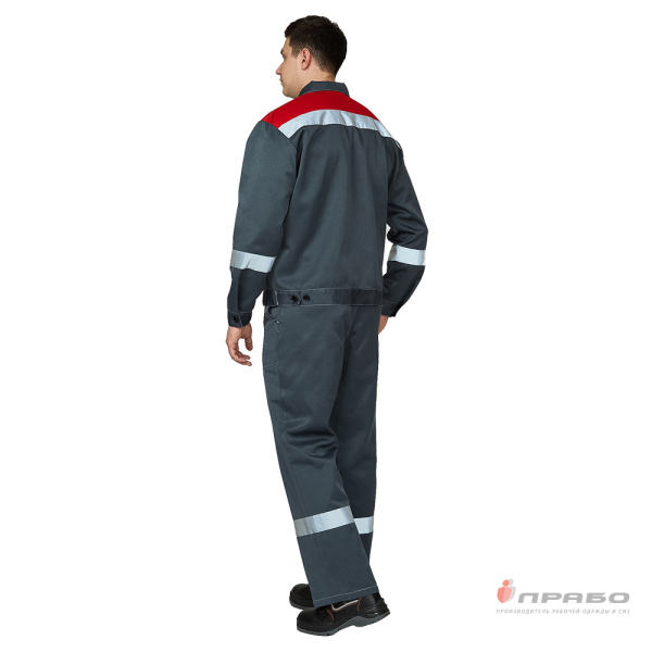 Костюм мужской "Пантеон СОП" тёмно-серый/красный (куртка и брюки)