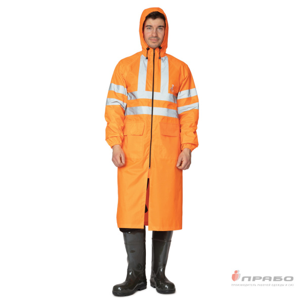 Плащ влагозащитный "Тайфун СОП" оранжевый 3 класса сигнальной защиты
