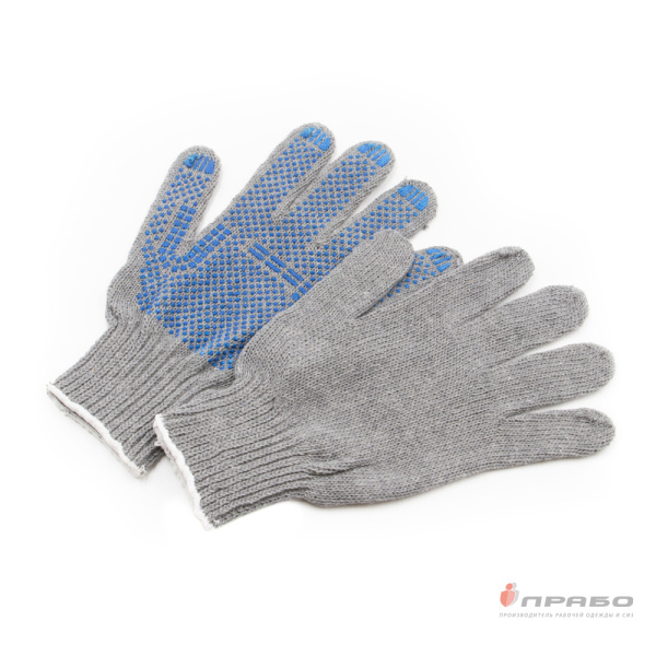 Перчатки х/б с ПВХ-покрытием "Точка" (7,5 класс) Люкс серый меланж