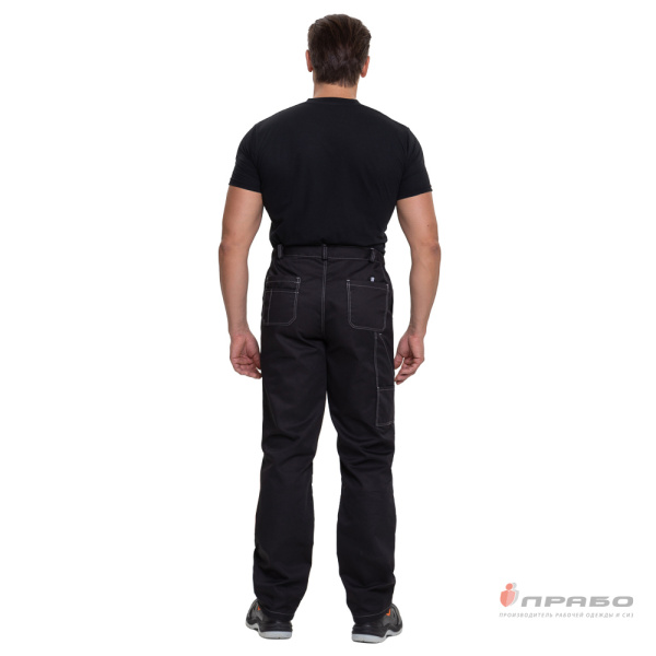 Брюки мужские "Люкс" чёрные модернизированного покроя с усиленными карманами