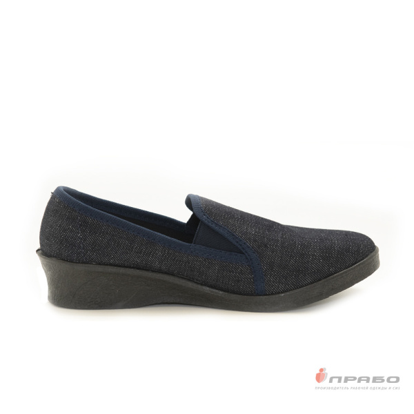 Туфли женские с ПВХ-подошвой и текстильным верхом тёмно-серые