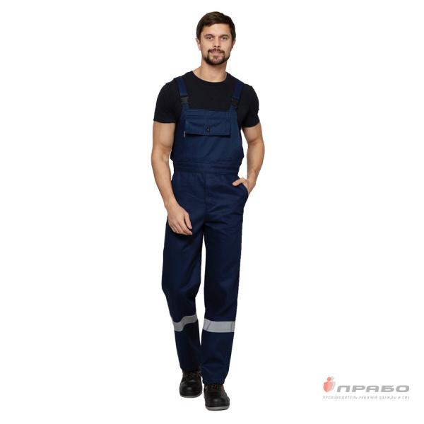 Костюм мужской "Вираж 2" тёмно-синий/василёк (куртка и полукомбинезон)