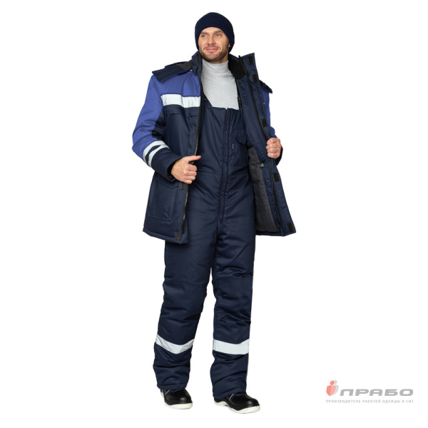 Куртка антистатическая мужская утеплённая "Антистат" тёмно-синий/светлый василёк