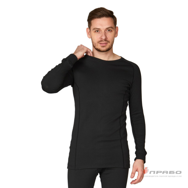 Термобельё мужское х/б однослойное чёрное (фуфайка), 270 г/м²