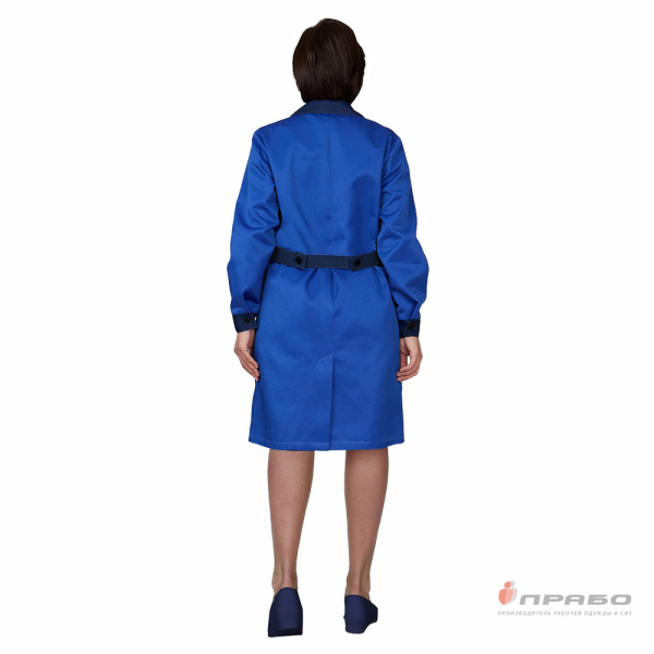 Халат женский "Универсальный" василёк/тёмно-синий эконом