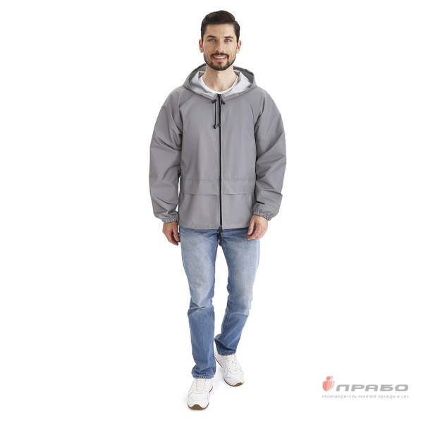 Куртка-ветровка влагозащитная "Лидер Флеш" на молнии серебристая