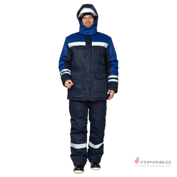 Куртка антистатическая мужская утеплённая "Антистат" тёмно-синий/василёк