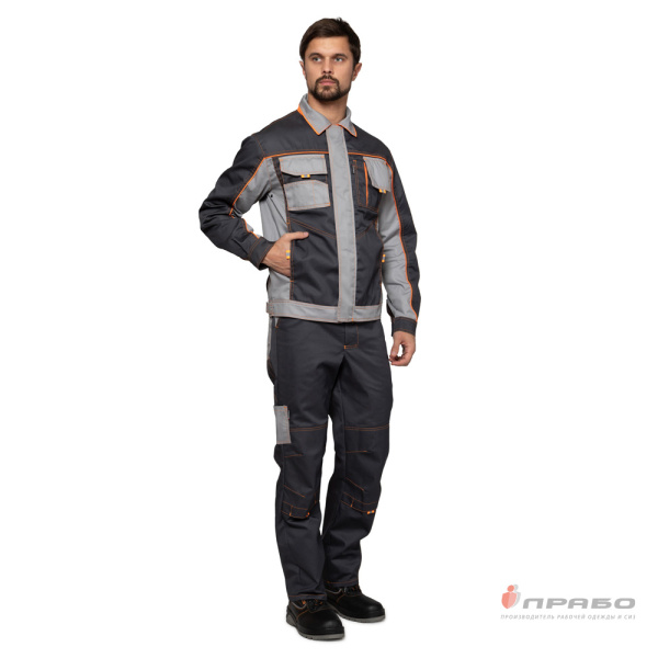 Костюм мужской "Бренд 1" тёмно-серый/светло-серый универсальный (куртка и брюки)