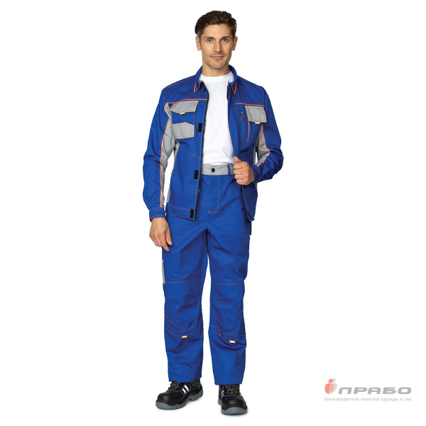 Костюм мужской "Бренд 1 2020" василёк/светло-серый (куртка и брюки)