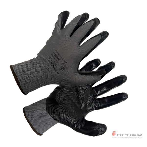Перчатки нейлоновые с 1/2 нитриловым покрытием Scaffa Старт NY1350-G/BLK-10