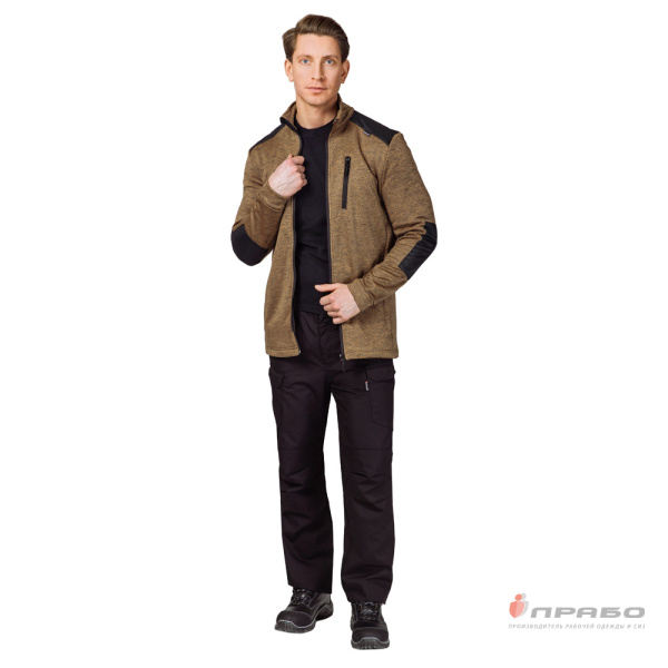 Куртка "Валма" трикотажная горчичный меланж/чёрный