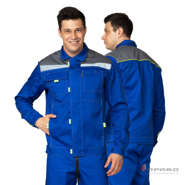 Костюм мужской летний "Профессионал 2 СОП" василёк/серый (куртка и полукомбинезон)