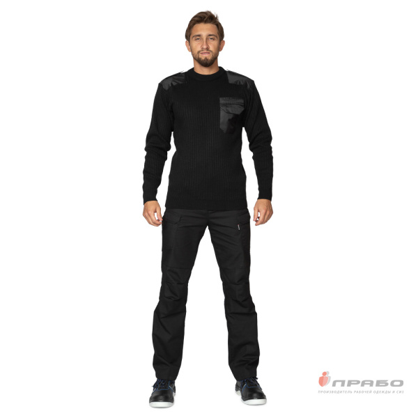 Джемпер форменный для сотрудников охранных предприятий чёрный с круглым вырезом