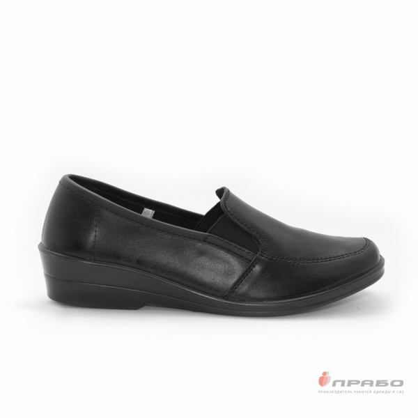 Туфли женские кожаные закрытые с ПВХ-подошвой чёрные