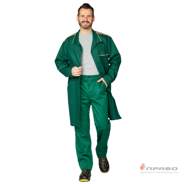 Халат мужской "Актуал" зелёный/бежевый