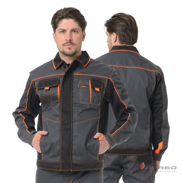 Костюм мужской "Бренд 1" серый/чёрный универсальный (куртка и брюки)