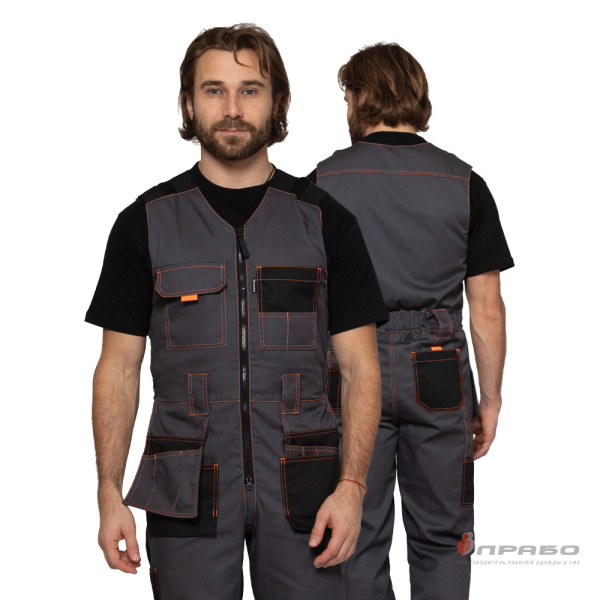 Полукомбинезон мужской "Бренд" серый/чёрный