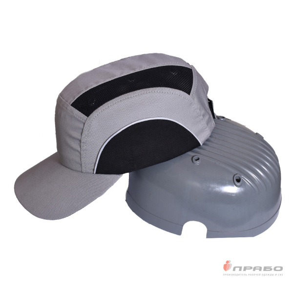 Каскетка защитная с вставкой из ABS-пластика и СОП серая