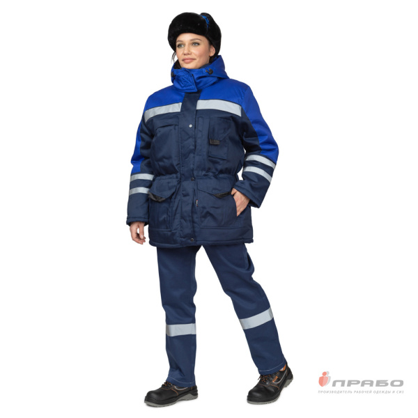 Куртка женская утеплённая "Зима" тёмно-синий/василёк с СОП