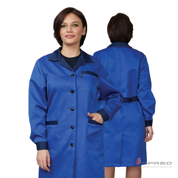 Халат женский "Универсальный" василёк/тёмно-синий эконом